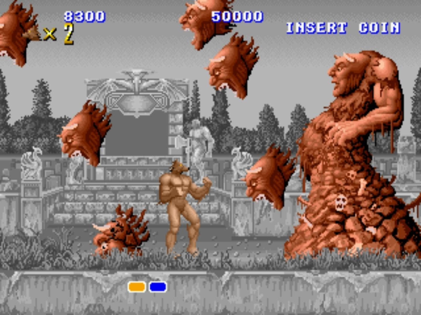 A screencap from the 80s arcade game Altered Beast
